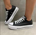 Tênis All Star Converse Cor Preto Couro Cano Alto - 5213