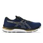 Tênis ASICS GEL-Hypersonic 4 - Masculino - Azul Marinho com Branco e Dourado