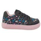 Tênis Black Feminino Infantil Sapato Menina Juvenil Presente Aniversário Macio Estiloso Leve Escolar Jogging Shoes Kids Coração