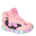 Tênis Bota Infantil Menina Feminino de Led Luz Pisca Rosa Meninas