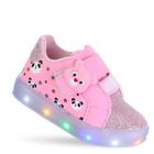 Tenis Calçado Infantil Menina Led Luzinha Ursinho Love Panda Rosa