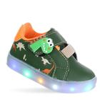 Tenis Calçado Infantil Menino Luzinha Luz Led Automática Dinossauro Verde