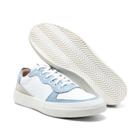 Tênis Casual Couro Feminino Amarração Azul Bebê/branco