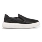 Tênis Casual Couro Slip On Preto