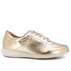 Tênis Casual Dourado Couro Detalhe Laser