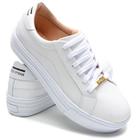 Tênis Casual Feminino Confort em Couro Branco Polo Urban