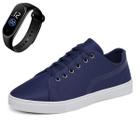 Tênis Casual Masculino Sola Reta Com Cadarço + Relógio