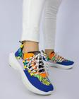 Tênis Casual Sky Flower Azul E Laranja Feminino - Legut
