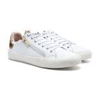 Tênis Casual Sneaker Couro Feminino Amarração Básico Confortável Flexível Macio Leve