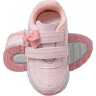 Tênis Classic Infantil Feminino Rosa Laço Tira Aderente Conforto Camin