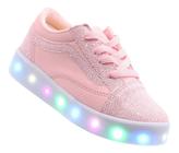 Tenis de Criança com Luz Brilha Acende Pisca Rosa Infantil Feminino Meninas