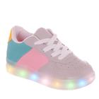 Tênis De Led Luz Infantil Feminino Criança Meninas New City Cinza Colors