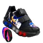 Tenis De Led Masculino Sonic Calce Facil Meninos Infantil Estilo Original + Relogio