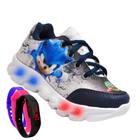 Tenis De Led Masculino Sonic Infantil Meninos Estilo Original + Relogio