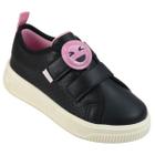 Tenis emoji pampili tenis up preto/rosa chiclete moda infantil volta às aulas