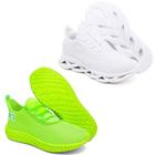 Tênis Esportivo Confortavel Evoltenn Easy Solado 4D - 2 Pares Branco/Verde