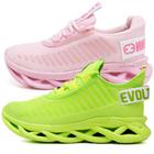 Tênis Esportivo Masculino Evoltenn Academia - 2 Pares Verde e Rosa