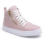 Tênis Feminino Cano Alto Botinha Sneaker Academia Com Ziper