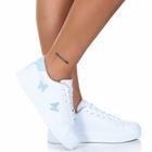 Tênis Feminino Casual Branco Borboleta Estilo Shoes