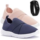 Tênis Feminino Casual Caminhada Treino Kit 2 Pares + Relógio