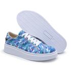 Tênis Feminino Casual Conforto Floral Azul