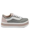 Tênis Feminino Casual Flat Form Detalhe Lateral Branco/Cinza