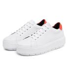 Tênis Feminino Casual Plataforma Flatform Branco Traseirinha Laranja