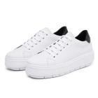 Tênis Feminino Casual Plataforma Flatform Branco Traseirinha Preto