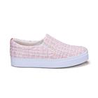 Tênis Feminino Casual Tecido Tweed Rosa Sorvete