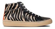 Tênis Feminino Couro com Zíper Lateral Glow Hi Top Zebra