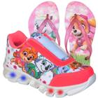 Tenis Feminino De Led Infantil Patrulha Canina Meninas Casual + Chinelo PCFE+CH