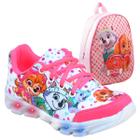 Tenis Feminino De Led Infantil Patrulha Canina Meninas Casual + Mochila PCF+MOCH