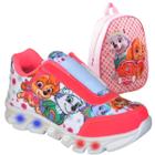 Tenis Feminino De Led Infantil Patrulha Canina Meninas Casual + Mochila PCFE+MOCH