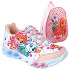 Tenis Feminino De Led Infantil Patrulha Canina Meninas Casual + Mochila PCFN+MOCH