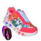 Tenis Feminino De Led Infantil Patrulha Canina Meninas Casual + Relogio PCFE+R