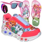 Tenis Feminino De Led Infantil Patrulha Canina Meninas Chinelo Oculos Relogio PCFE+CH+O+R