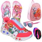 Tenis Feminino De Led Infantil Patrulha Canina Meninas Mochila Chinelo Oculos Relogio PCFN+MOCH+CH+O+R