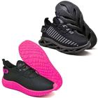 Tênis Feminino Esportivo 2 Pares Modelos Diferentes Preto/Rosa