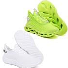 Tênis Feminino Esportivo Caminhada 2 Pares Modelos Diferentes Verde/Branco - EVOLTENN