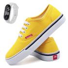 Tenis Feminino Kit Com Relogio Cano Baixo Skateboard Casual Confort