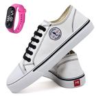 Tenis Feminino Kit Star Cano Curto Baixo Casual All Confort Polo + Relogio