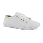 Tênis Feminino Moleca Cadarço Detalhes Dourados Branco