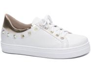 Tênis Feminino Napa Branco Spikes na cor Dourado