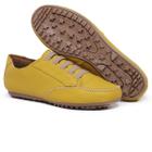 Tênis Feminino Sapatênis Mocassim Mocatênis Couro Amarelo - N 33 Até 42