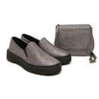 Tênis Feminino Slip On Cloe Com Bolsa Gliter