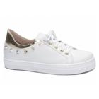 Tênis Feminino Urbano Branco Cadarço Spikes Dourado 5000-44A