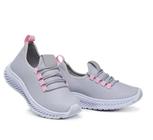 Tênis Feminino Zion Para Academia Ginastica Caminhada Leve Conforto Cinza e Rosa - zionshoes