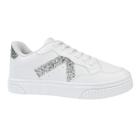 Tênis Godiva Casual Glitter Feminino Branco Prata