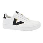 Tênis Godiva Casual V Lateral Conforto Feminino Branco Preto