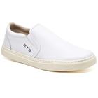 Tênis Iate Casual Slip On Couro Masculino Solado Flat Emborrachado Flexível Confortável